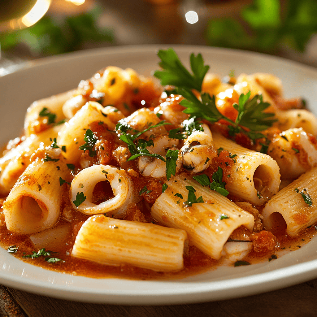 Paccheri al sugo di Calamari Ripieni