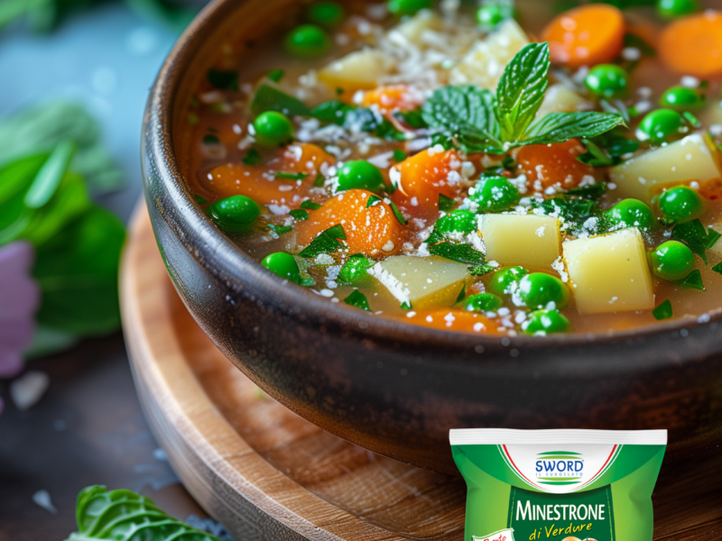 minestrone classico preparato con verdure sword - piselli - spinaci - legumi